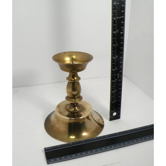 Vintage Art Deco Brass Taper Candle Holders Pair With Elegant Design & Polished - Picture 3 of 9